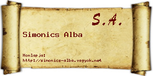 Simonics Alba névjegykártya